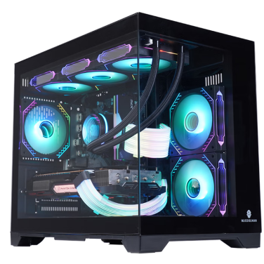 玩嘉孤勇者黑旗舰版 无A柱 海景房机箱台式电脑主机箱 M-ATX主板/360水冷/4090显卡